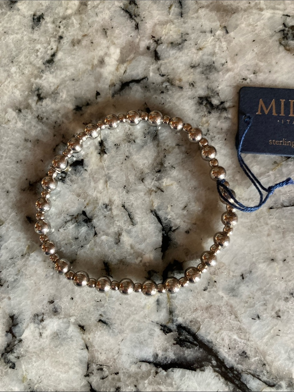 Milor Sterling Silver Beaded Stretch Bracelet - Silver